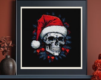 Christmas Skull Cross Stitch Pattern PDF : Digital Download