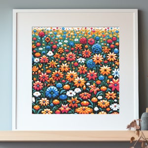 Gouden bloemenweide Cross Stitch patroon PDF: digitale download