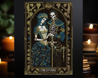 Schema punto croce "L'amore non muore mai" dei Tarocchi degli Amanti in PDF: download digitale