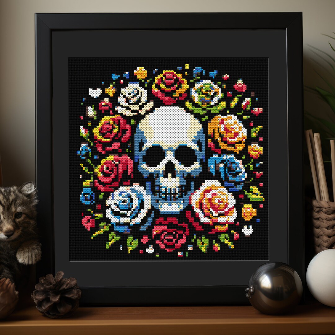 Floral Skull Bouquet Cross Stitch Pattern PDF : Digital Download - Etsy