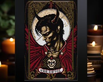 Schema punto croce "L'amore non muore mai" dei Tarocchi del Diavolo in PDF: download digitale