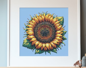 Modèle de point de croix tournesol PDF : téléchargement numérique