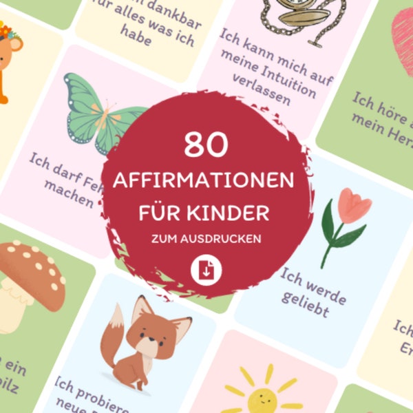 80 affirmation cards for children PDF | Motivational cards | Mindfulness children | Affirmations for children