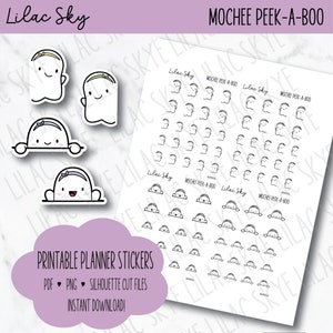Printable Planner Stickers Character Planner Stickers Peek-a-Boo Printable Planner Stickers Hand Drawn Planner Stickers