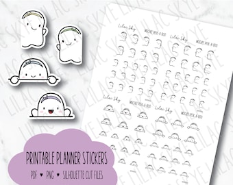 Printable Planner Stickers Character Planner Stickers Peek-a-Boo Printable Planner Stickers Hand Drawn Planner Stickers