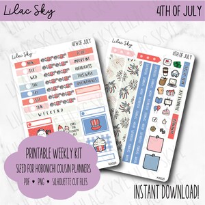 Printable Planner Stickers for 4th of July Printable Planner Stickers Kit for July 4th Stickers for Hobonichi Planner Printable Stickers