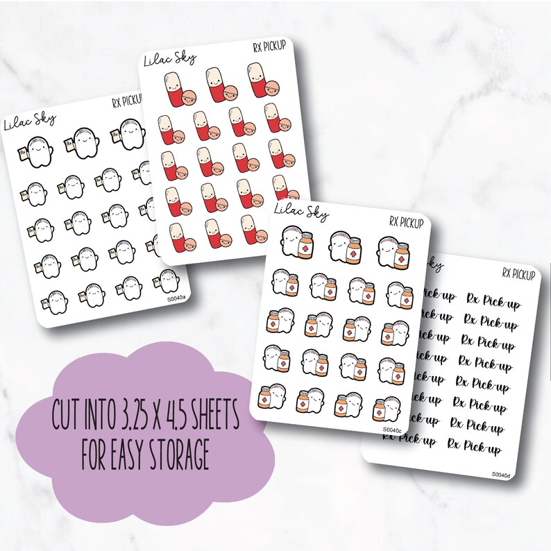 Cute Rx Sticker RX Pickup Stickers, Medicine Pickup Printable Stickers, Prescription ...