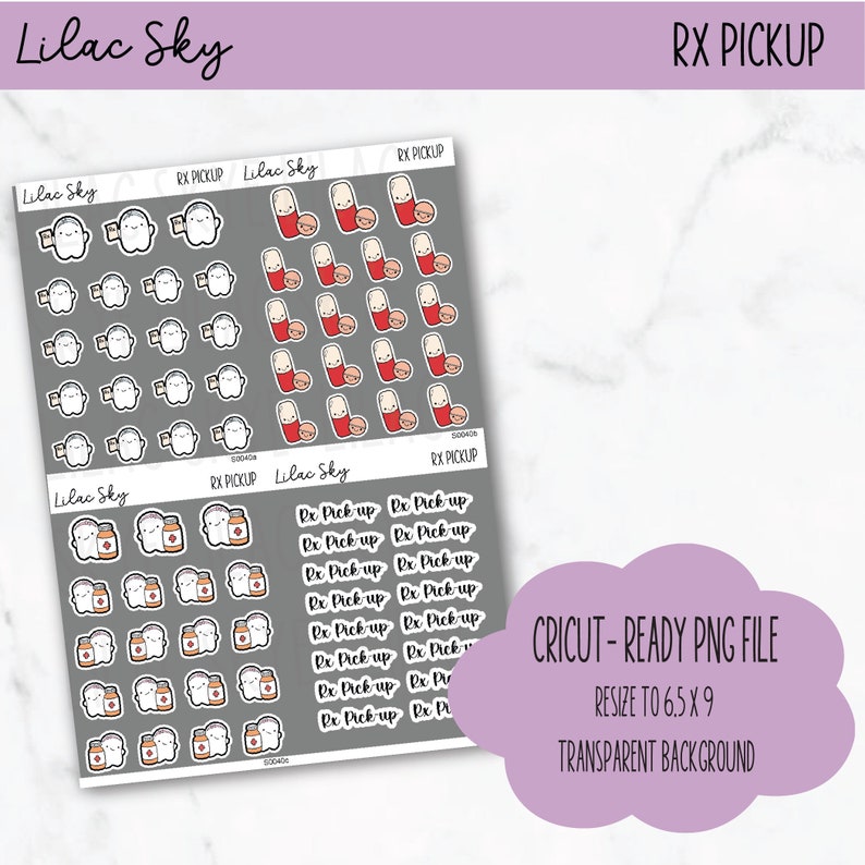 Cute Rx Sticker RX Pickup Stickers, Medicine Pickup Printable Stickers, Prescription ...