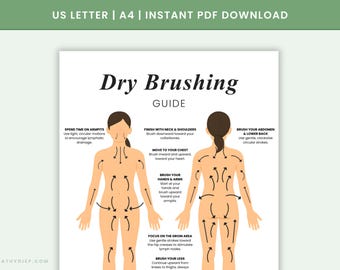 Guía imprimible de cepillado en seco / Diagrama de drenaje linfático / Diagrama de técnica de cepillado en seco / Diagrama de cepillado en seco de cuerpo completo (PDF)