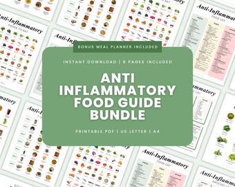 Anti-Inflammatory Food Diet Chart Bundle | Anti-Inflammation Food List | Weekly Meal Plan | Healthy Eating Guide