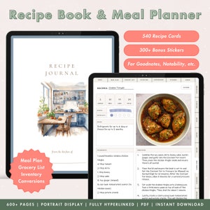 Digitales Rezeptbuch, Goodnotes Rezeptbuch Mahlzeitenplaner, Rezepttagebuch, Digitales Kochbuch und Mahlzeitenplaner, Digitales Rezeptbuch PDF für iPad