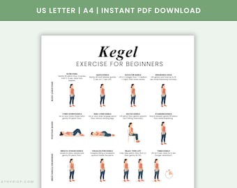 Kegel Exercises for Beginners Printable | Pelvic Floor Exercise Chart | Pelvic Floor Workout PDF | Kegel Exercise Poster