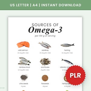 Omega-3-Lebensmittelkarte | Wellness PLR Digitales Produkt | Eigenmarkenrechte Canva Vorlage | Gesundheit & Ernährung Coaching PLR Bundle