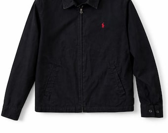 Vintage zwart katoenen poloshirt Ralph Lauren – jaren 90 minimalistische streetwear XXL