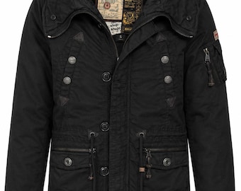 Khujo Black Hooded Utility Jacket Women's Y2K Military Style Coat