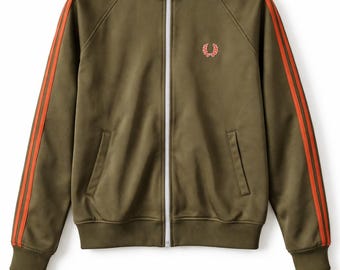 Giacca sportiva verde Fred Perry: felpa con zip in stile retrò anni '90 (taglia L)