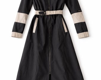 Cappotto lungo grigio vintage anni '90, cappotto minimalista da donna, lunghezza maxi, cappotto classico, vestibilità regolare, capospalla retrò