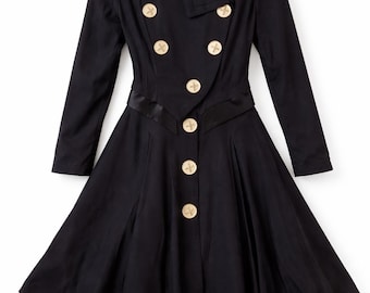 Vintage Black Midi Dress 90s Minimalist Long Sleeve Dress Elegant Retro Women Dress Slim Fit M