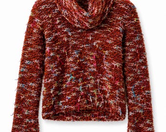 Vintage Miss Sixty Multicolor Roll Neck Sweater Women's S Textured Wool Blend Knit