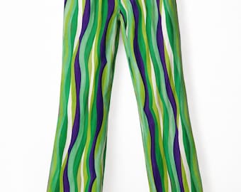 Green Striped Trousers Women 90s Straight Leg Pants Y2K Minimalist Officecore Vintage Style S