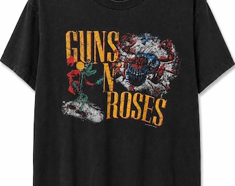 Vintage Guns N' Roses 1987 Black Graphic T-Shirt Grunge Rock Band Tee