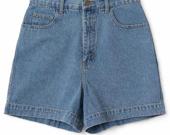 Pantaloncini Universal Studios blu a vita alta stile anni '90 Y2K in cotone, estivi, look vintage da donna S