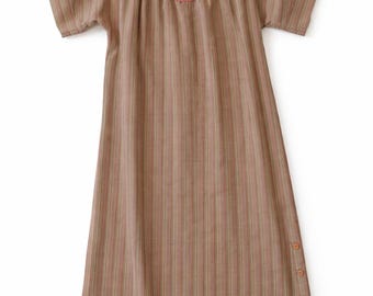 Abito midi a righe marroni anni '90 – Amis Retro in poliestere, stile chic da ufficio
