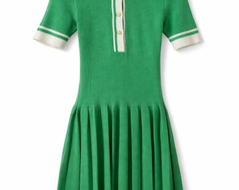 Abito vintage anni '90 verde lavorato a maglia, abito maglione retrò acrilico, abito corto aderente, abbigliamento casual streetwear da donna