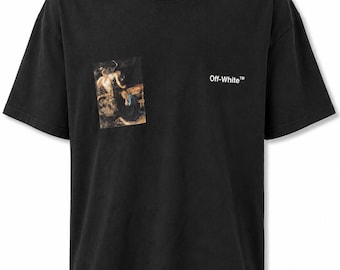 Vintage Off-White Black Graphic T-Shirt Logo Streetwear Tee