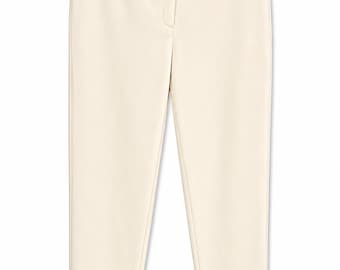Byblos Blu Cream Straight Leg Trousers Women's Minimalist Designer Pants