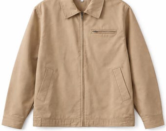 Giacca marrone oversize stile vintage anni '90, giacca da lavoro in cotone stile streetwear Y2K, cappotto casual da uomo taglia L