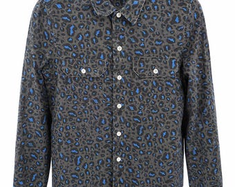 Vintage Carhartt Leopard Print Shirt Gray Blue Animal Print Cotton Overshirt