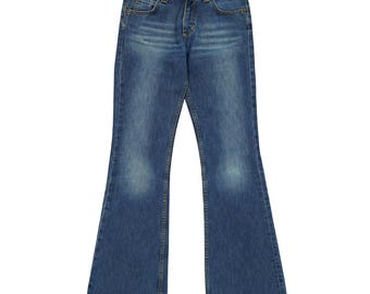Vintage Lee Dark Blue Cotton Denim Jeans: 90s Style Mid Rise Pants
