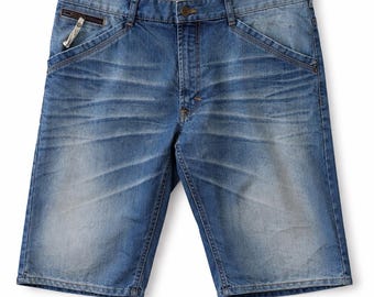 Pantaloncini blu vintage da uomo XXL Y2K, casual, in cotone, stile anni '90, streetwear, minimalisti, a vita media, estivi