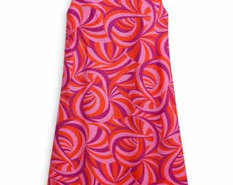 90s Vintage Orange Printed Dress Retro Mini Dress Women Summer Statement Dress Casual Vintage Dress Size S