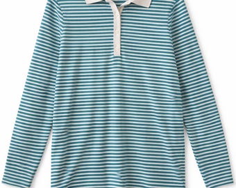 Kiton Maglione in cashmere e seta a righe blu, maglia a maglia, stile vintage anni '90, lusso minimalista, Y2K, donna, taglia L