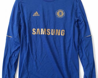 90s Adidas Vintage Striped Sport Top Blue Polyester Long Sleeve Streetwear Jersey Distressed Retro Men L XL