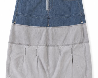 Vintage Marithe Francois Girbaud Denim Midi Skirt Y2K Utility Blue Skirt L