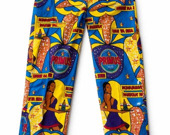 Pantaloni vintage anni '90 retrò a gamba dritta: pantaloni streetwear a vita media con stampa unica