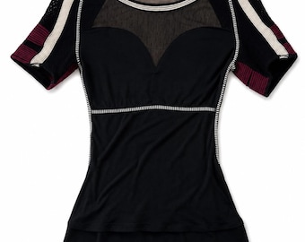 Y2K Pianura Studio Mesh Top Black Designer Blouse Women S Italian Clubwear Top