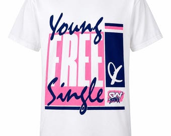 Vintage 90s White Graphic T Shirt Young Free Single Retro Streetwear Tee