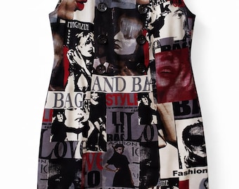 Y2K Printed Mini Dress Multicolor 90s Vintage Style Casual Summer Dress Retro Streetwear Women M