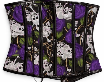 Y2K Vintage Black Corset Top Printed Cotton Bustier Retro Women Corset Top Streetwear Festival Style S