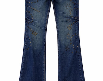 Y2K Low Rise Jeans Blue 90s Style Denim Pants Vintage Look Streetwear Cotton Women S