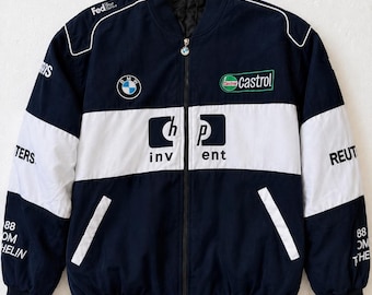 Vintage BMW Williams F1 Racing Bomber Jacket Formula 1 Y2K Men's XL