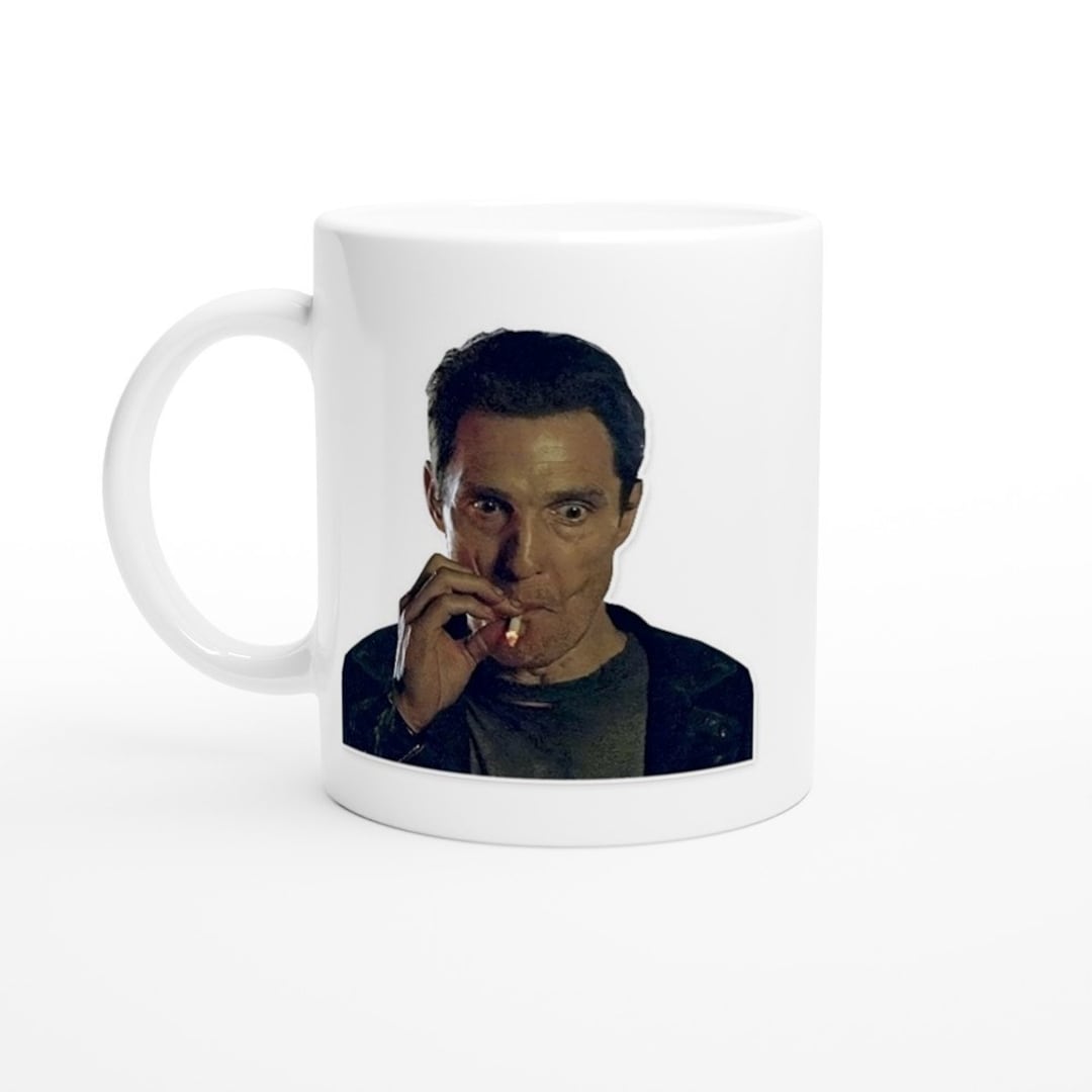 Meme Mug - Matthew Mcconaughey Smoking- AI Enhanced Image