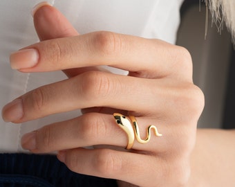 Minimalist Snake Ring, Midi Ring, Stylish Snake Ring Gifts for Women, Gift for Christmas, Mother Gift, Gift for Her,  Adjustable Snake Band