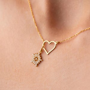 Sterling Silver Snowflake Heart Necklace: Minimalist Winter Jewelry