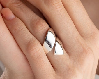 Silber Wickelring: Verstellbares Minimalistisches Band