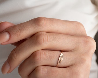 Personalisierte Geburtsblume Ring: Gravierte Blumen Band, Sterling Silber